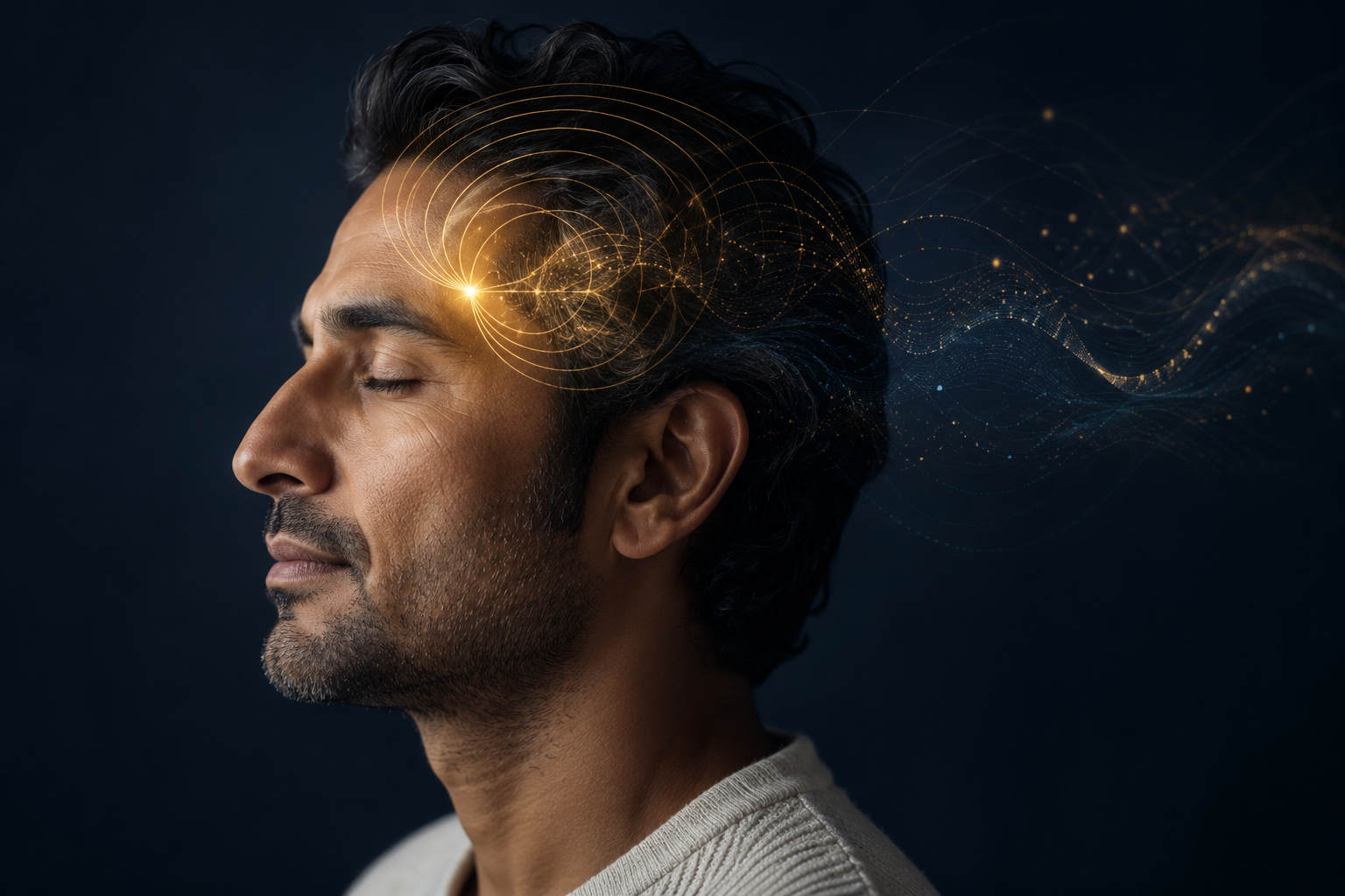 Conceptual illustration of targeted magnetic stimulation around the head